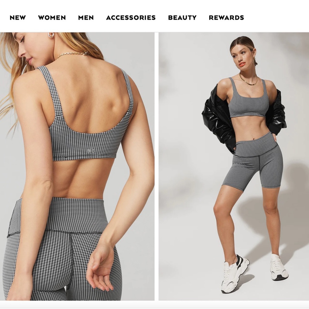 NWT Alo Yoga Sports Bra Houndstooth XS